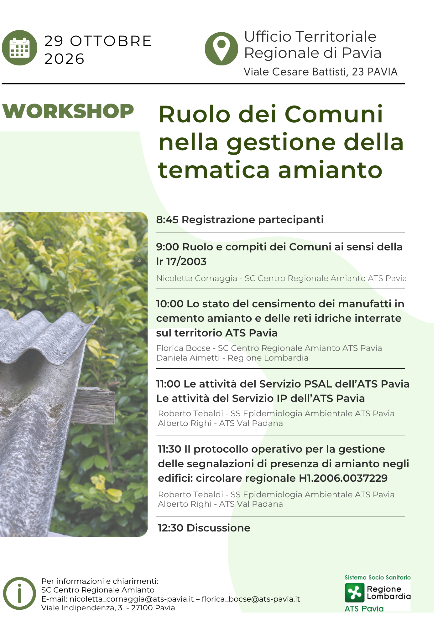 workshop amianto 29 ottobre 2026